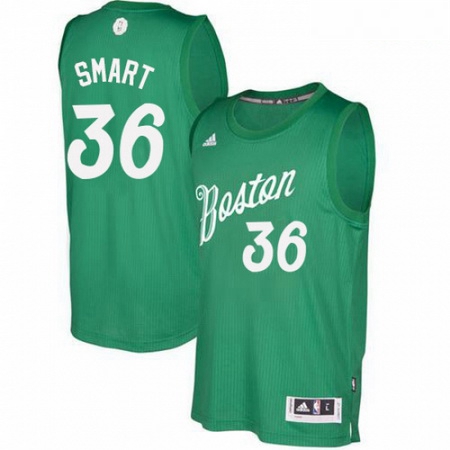 Mens Adidas Boston Celtics 36 Marcus Smart Authentic Green 2016 
