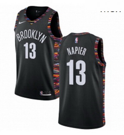 Mens Nike Brooklyn Nets 13 Shabazz Napier Swingman Black NBA Jer