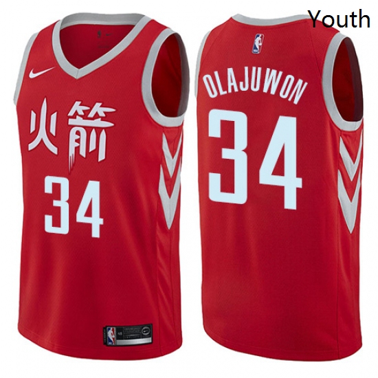 Youth Nike Houston Rockets 34 Hakeem Olajuwon Swingman Red NBA J