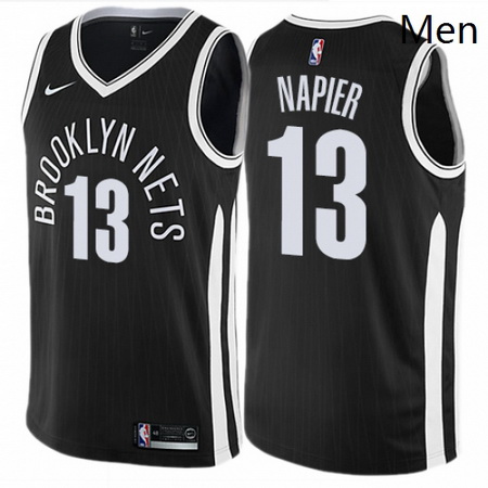 Mens Nike Brooklyn Nets 13 Shabazz Napier Swingman Black NBA Jersey City Edition