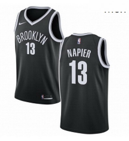 Mens Nike Brooklyn Nets 13 Shabazz Napier Swingman Black NBA Jersey Icon Edition