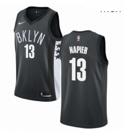 Mens Nike Brooklyn Nets 13 Shabazz Napier Swingman Gray NBA Jersey Statement Edition