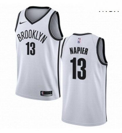 Mens Nike Brooklyn Nets 13 Shabazz Napier Swingman White NBA Jersey Association Edition