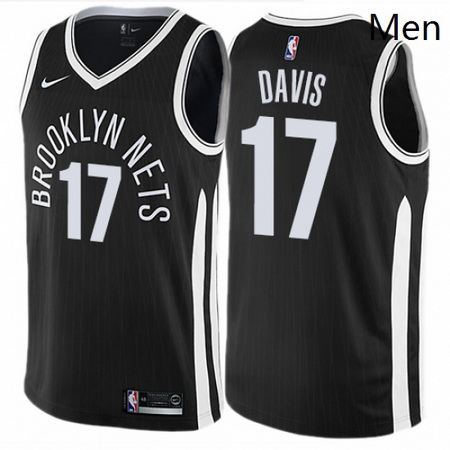 Mens Nike Brooklyn Nets 17 Ed Davis Swingman Black NBA Jersey Ci