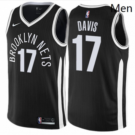 Mens Nike Brooklyn Nets 17 Ed Davis Swingman Black NBA Jersey City Edition