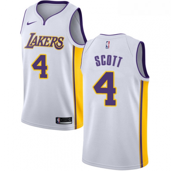 Youth Nike Los Angeles Lakers 4 Byron Scott Authentic White NBA 