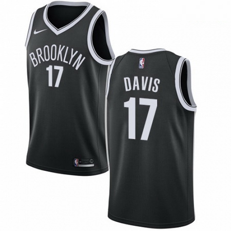 Mens Nike Brooklyn Nets 17 Ed Davis Swingman Black NBA Jersey Ic