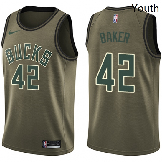 Youth Nike Milwaukee Bucks 42 Vin Baker Swingman Green Salute to
