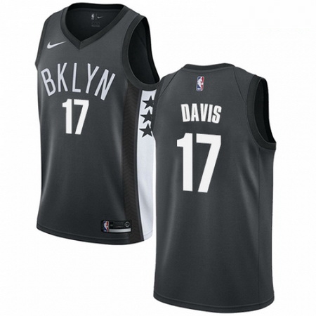 Mens Nike Brooklyn Nets 17 Ed Davis Swingman Gray NBA Jersey Sta