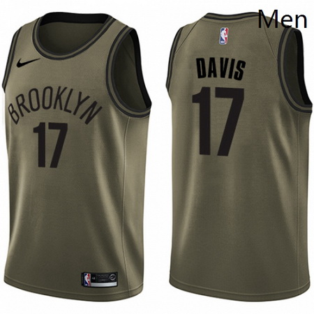 Mens Nike Brooklyn Nets 17 Ed Davis Swingman Green Salute to Service NBA Jersey