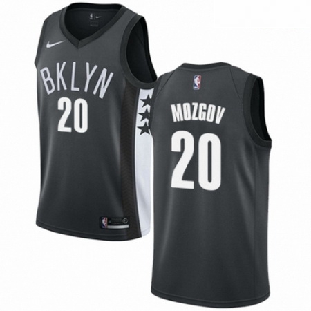 Mens Nike Brooklyn Nets 20 Timofey Mozgov Authentic Gray NBA Jer