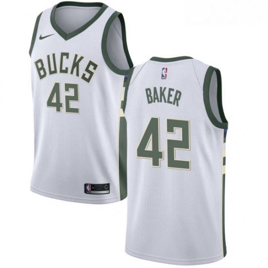 Youth Nike Milwaukee Bucks 42 Vin Baker Swingman White Home NBA Jersey Association Edition