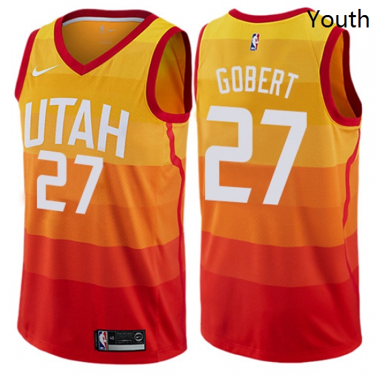 Youth Nike Utah Jazz 27 Rudy Gobert Swingman Orange NBA Jersey City Edition