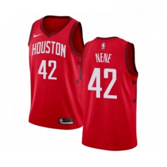 Youth Nike Houston Rockets 42 Nene Red Swingman Jersey Earned Edition