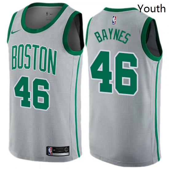 Youth Nike Boston Celtics 46 Aron Baynes Swingman Gray NBA Jersey City Edition