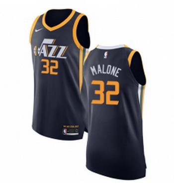 Youth Nike Utah Jazz 32 Karl Malone Authentic Navy Blue Road NBA