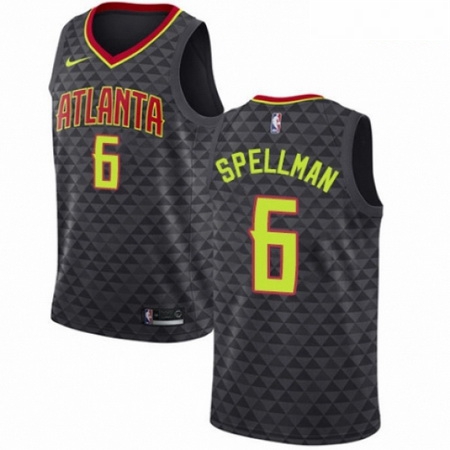 Mens Nike Atlanta Hawks 6 Omari Spellman Swingman Black NBA Jersey Icon Edition