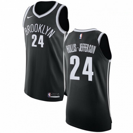 Mens Nike Brooklyn Nets 24 Rondae Hollis Jefferson Authentic Bla