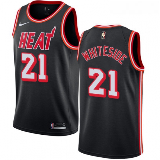 Youth Nike Miami Heat 21 Hassan Whiteside Authentic Black Black 