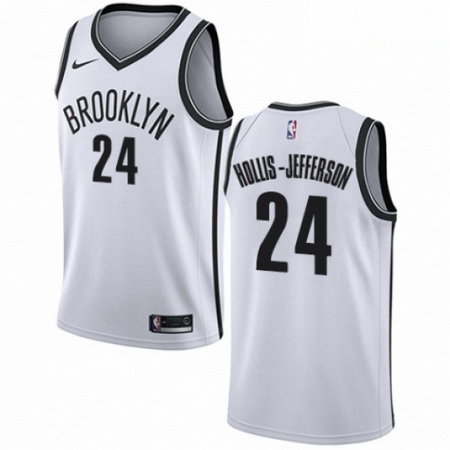 Mens Nike Brooklyn Nets 24 Rondae Hollis Jefferson Authentic Whi
