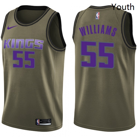 Youth Nike Sacramento Kings 55 Jason Williams Swingman Green Salute to Service NBA Jersey