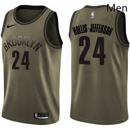 Mens Nike Brooklyn Nets 24 Rondae Hollis Jefferson Green Salute 