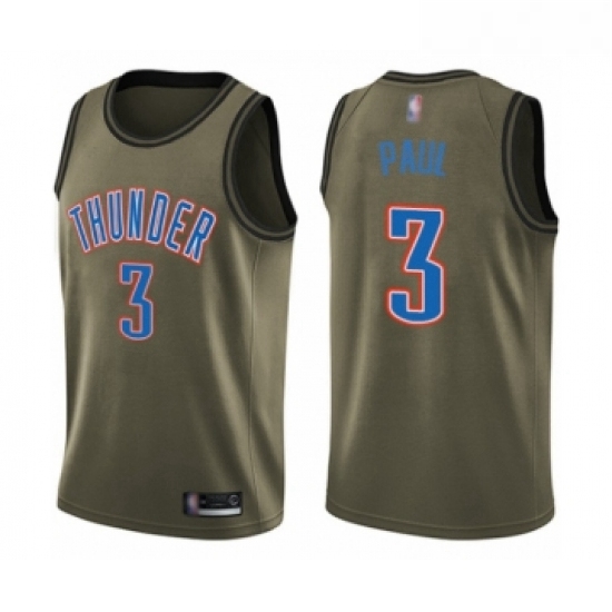 Youth Oklahoma City Thunder 3 Chris Paul Swingman Green Salute to Service Basketball Jersey