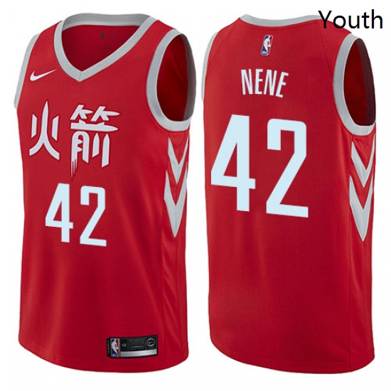 Youth Nike Houston Rockets 42 Nene Swingman Red NBA Jersey City Edition