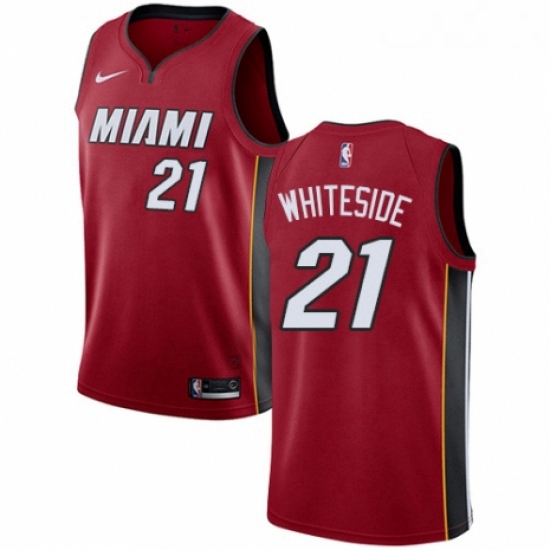 Youth Nike Miami Heat 21 Hassan Whiteside Authentic Red NBA Jers