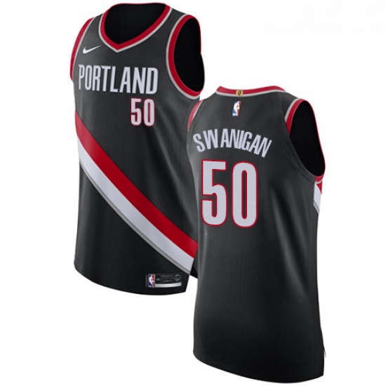 Youth Nike Portland Trail Blazers 50 Caleb Swanigan Authentic Black Road NBA Jersey Icon Edition