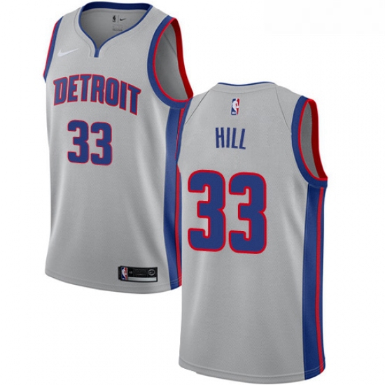 Youth Nike Detroit Pistons 33 Grant Hill Authentic Silver NBA Je