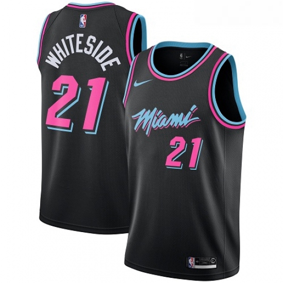 Youth Nike Miami Heat 21 Hassan Whiteside Swingman Black NBA Jer