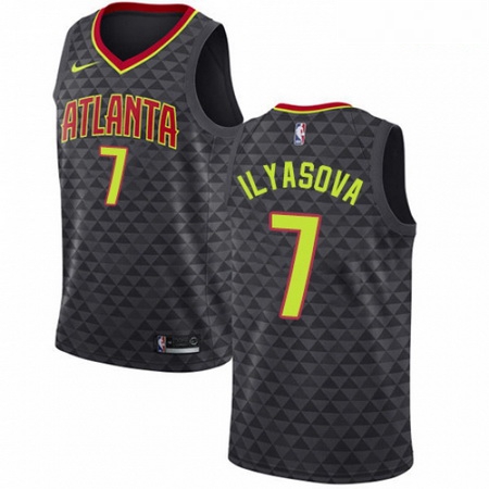 Mens Nike Atlanta Hawks 7 Ersan Ilyasova Swingman Black Road NBA Jersey Icon Edition