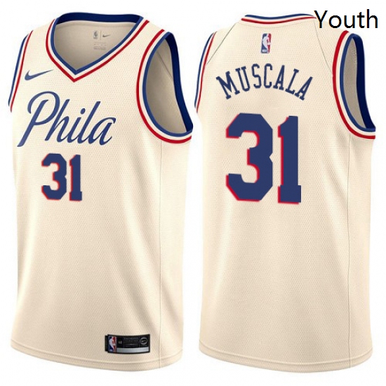 Youth Nike Philadelphia 76ers 31 Mike Muscala Swingman Cream NBA Jersey City Edition