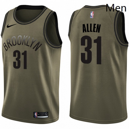 Mens Nike Brooklyn Nets 31 Jarrett Allen Swingman Green Salute to Service NBA Jersey