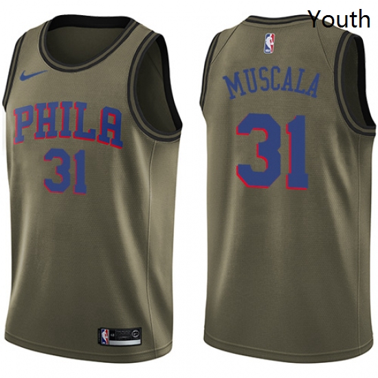 Youth Nike Philadelphia 76ers 31 Mike Muscala Swingman Green Salute to Service NBA Jersey