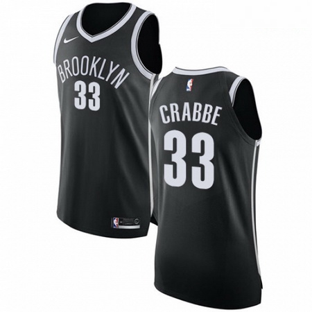 Mens Nike Brooklyn Nets 33 Allen Crabbe Authentic Black Road NBA Jersey Icon Edition