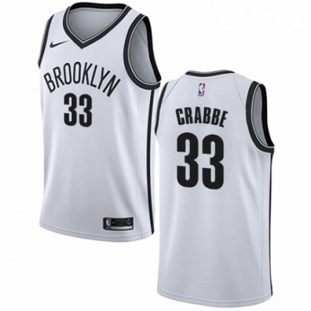 Mens Nike Brooklyn Nets 33 Allen Crabbe Authentic White NBA Jersey Association Edition