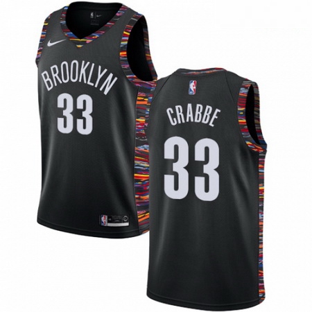 Mens Nike Brooklyn Nets 33 Allen Crabbe Swingman Black NBA Jersey 2018 19 City Edition