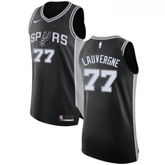 Youth Nike San Antonio Spurs 77 Joffrey Lauvergne Authentic Black Road NBA Jersey Icon Edition