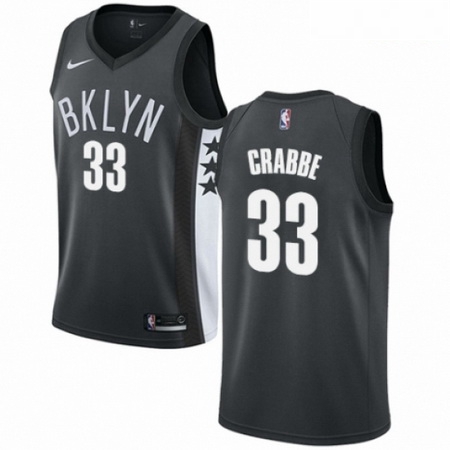 Mens Nike Brooklyn Nets 33 Allen Crabbe Swingman Gray NBA Jersey Statement Edition