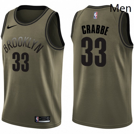 Mens Nike Brooklyn Nets 33 Allen Crabbe Swingman Green Salute to Service NBA Jersey