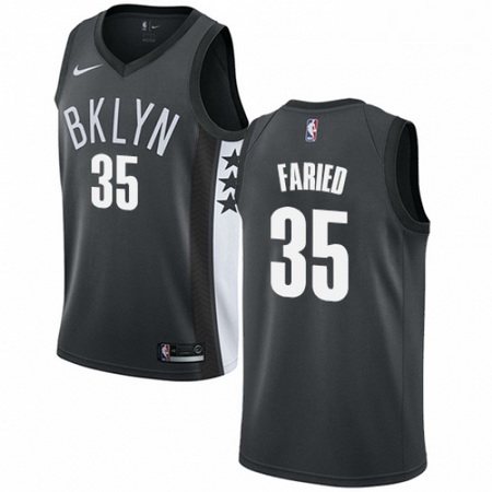 Mens Nike Brooklyn Nets 35 Kenneth Faried Swingman Gray NBA Jersey Statement Edition