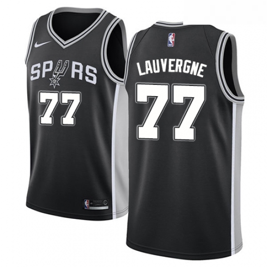 Youth Nike San Antonio Spurs 77 Joffrey Lauvergne Swingman Black Road NBA Jersey Icon Edition