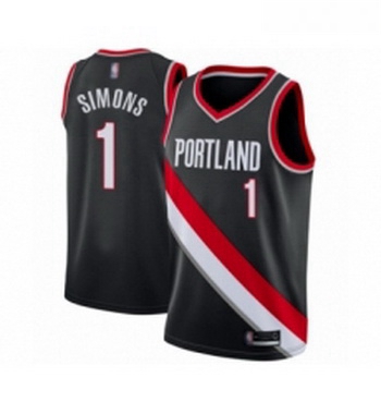 Youth Portland Trail Blazers 1 Anfernee Simons Swingman Black Basketball Jersey Icon Edition