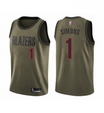 Youth Portland Trail Blazers 1 Anfernee Simons Swingman Green Salute to Service Basketball Jersey