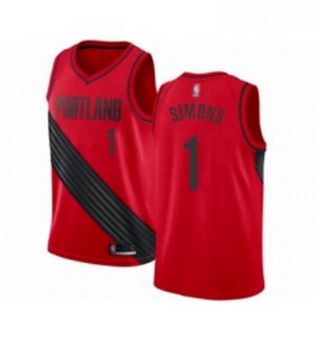 Youth Portland Trail Blazers 1 Anfernee Simons Swingman Red Basketball Jersey Statement Edition