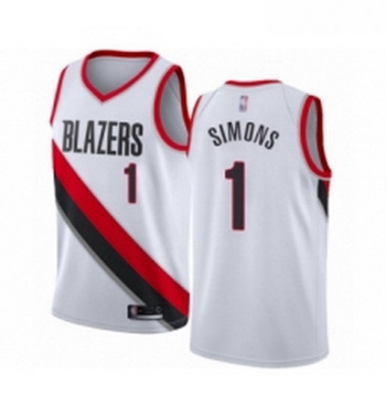 Youth Portland Trail Blazers 1 Anfernee Simons Swingman White Basketball Jersey Association Edition