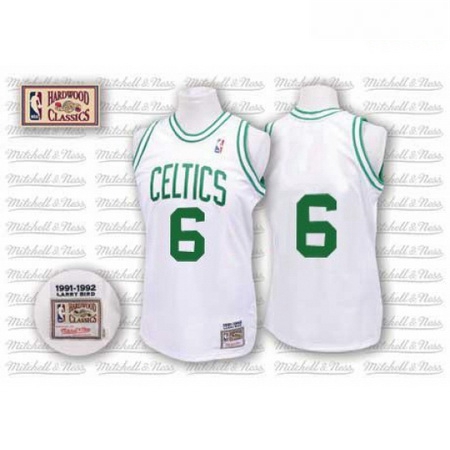 Mens Mitchell and Ness Boston Celtics 6 Bill Russell Swingman White Throwback NBA Jersey