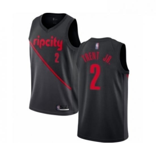 Youth Portland Trail Blazers 2 Gary Trent Jr Swingman Black Basketball Jersey 201819 City Edition